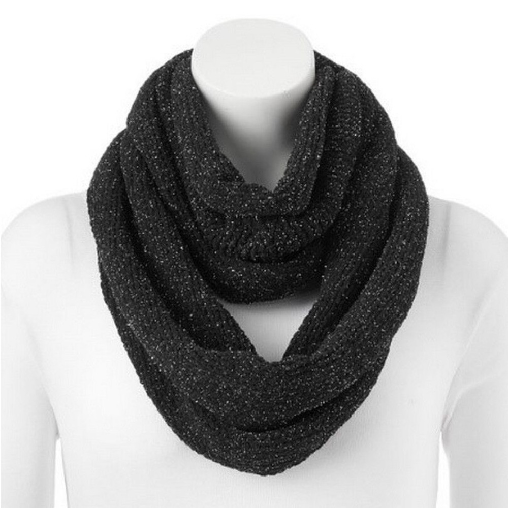 NWT SO Chenille Lurex Accent Infinity Scarf